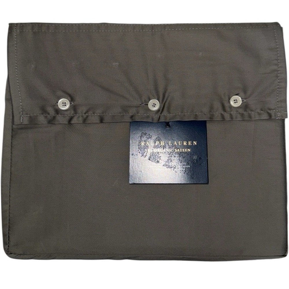 Ralph Lauren Queen Flat Sheet Organic Sateen Gray Graphite New NWT